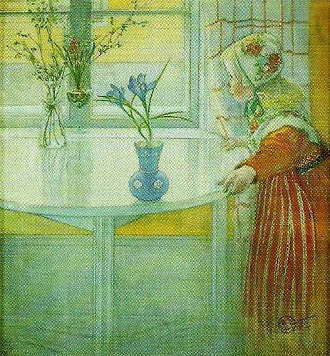 Carl Larsson lillanna vid fonstret-tittut-flickan och krokusen